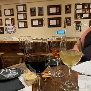 wine glasses on a table