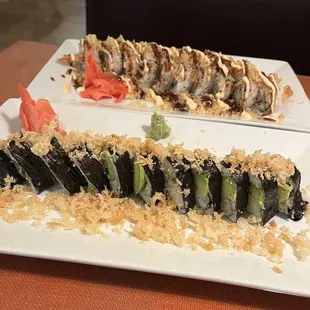 Spicy tuna roll, avocado roll, shrimp tempura roll