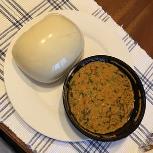 Vegetarian Taushe with pounded yam