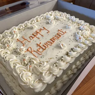 1/2 sheet cake.  Lemon velvet cake with lemon flavored buttercream icing