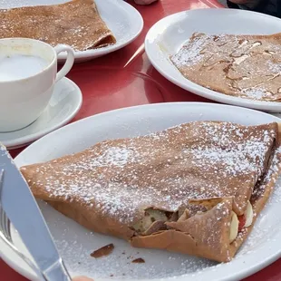 Cloud 9 crepe at the bottom (look at that toasted outer crepe!! ). Other two top crepes are Plain Crepes.