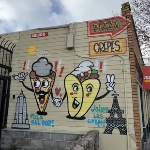 Mural on the block points you to the crepes!!