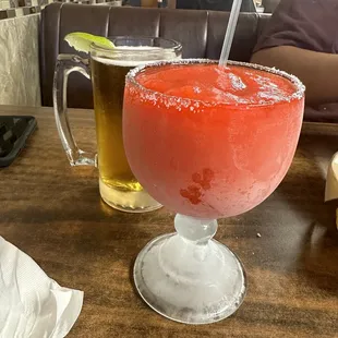 DELICIOUS STRAWBERRY MARGARITA AND CORONA