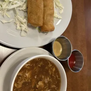 Hot n sour, egg rolls