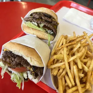 2 double deluxe and fries