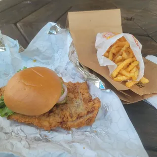 Ginormous breaded tenderloin and fries