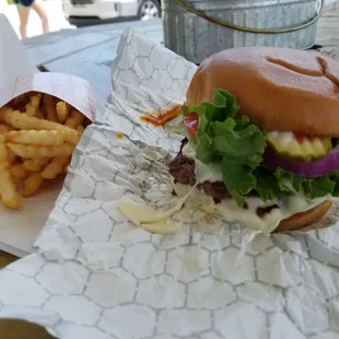 Double cheeseburger and fries