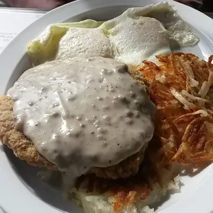 Chicken fried "steak" is actually a breaded then fried hamburger patty.