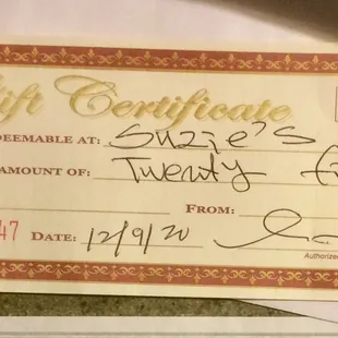 Look what I bought! Can you say "gift certificate"?