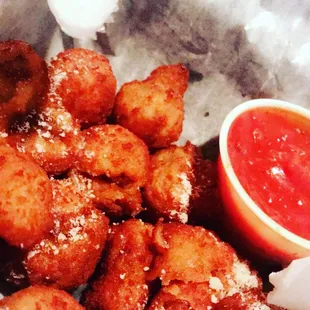 a basket of fried tater tots