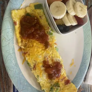 Spanish omelet with fruit