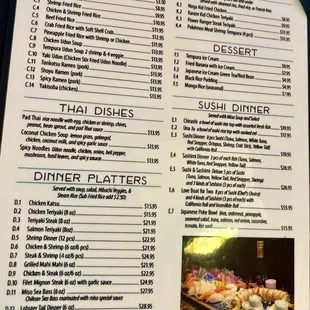 Dishes menu