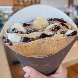 Banana and Chocolate and Whipped Cream Crepe.