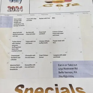 menu
