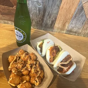 Korean BBQ Beef, Fried Chicken, Fried Green Tomato, Togarashi Tater Tots