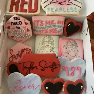 a box of valentine cookies