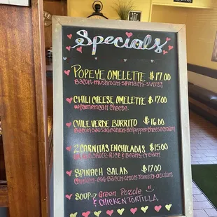 Specials Menu (February 2025)