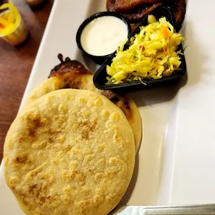 Bean and cheese pupusa lunch plate