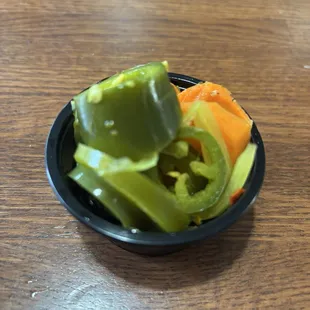 Pickled veg available at the counter