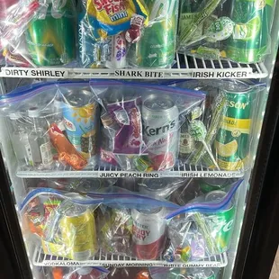 a vending machine filled with drinks