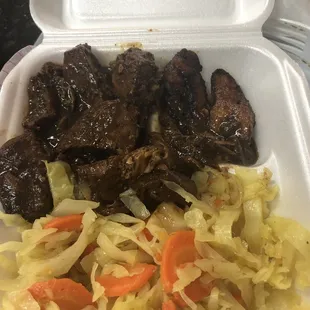 Jerk pork and cabbage