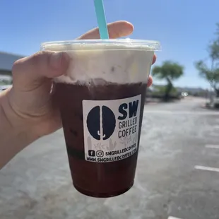 a hand holding a cup of coffee