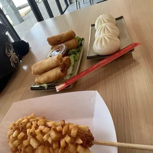 Potato Corn Dog Egg Rolls Dumplings