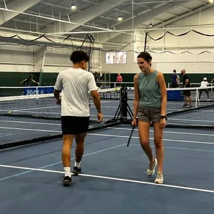 Pickleball duo in action.