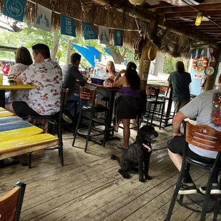 a group of people sitting at a restaurant