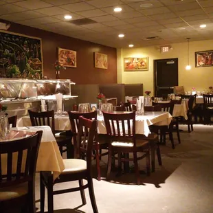 Dining area around buffet.