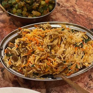 Lamb Biryani and Okra