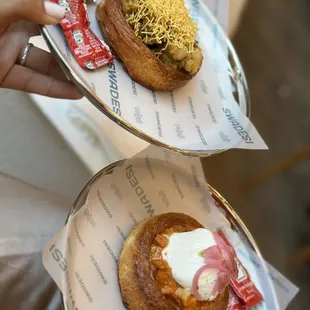 Samosa Chaat Croissant and Butter Chicken Croissant