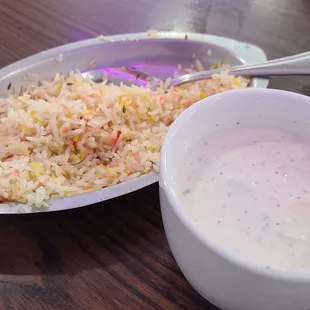 Rice and yogurt sauce came with Butter Chicken