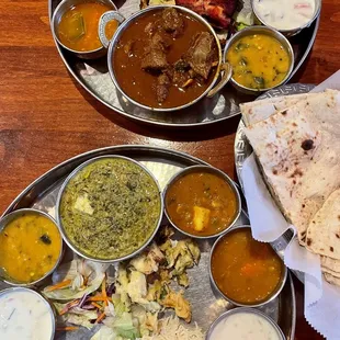 Lunch menu - vegetarian plate and goat plate