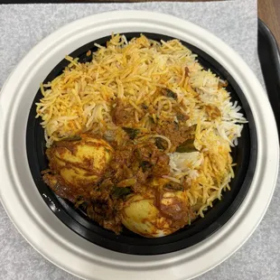 Fried egg biryani