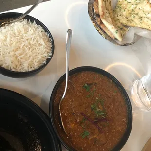 Goat curry and garlic and cheese naan