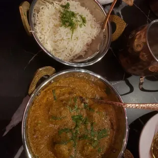 Lamb balls in gravy with rice