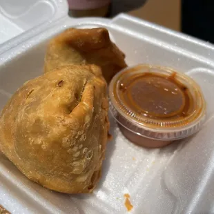 a close up of a food item in a styrofoam container