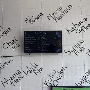 Menu + Swahili on the Wall