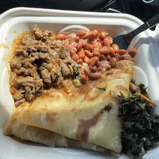 Beef stew and chapati.