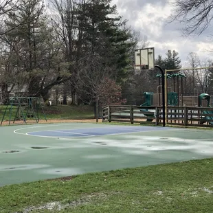 Basketball court and playground