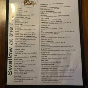 the menu