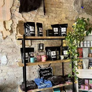 a display of items on a shelf