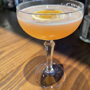 a cocktail in a coupe glass