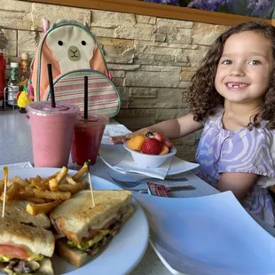 Late lunch w/ June June!  Watermelon Juice, All that Razz, #6 AVOCADO MELT, Fruit Bowl