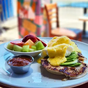 Benedict with turkey and avocado