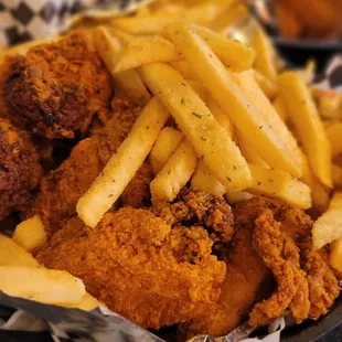 Stuffed wings and fries