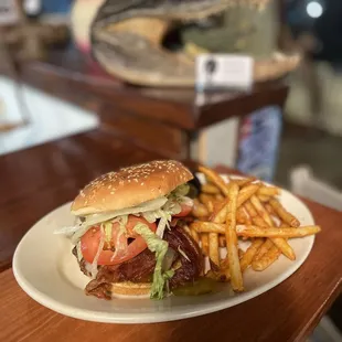 Bacon cheeseburger with grilled onions