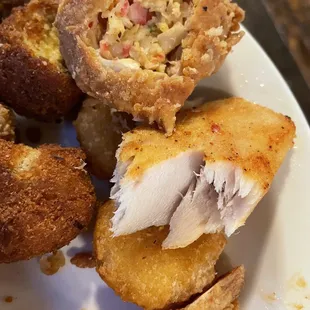 That fish was so dry. Crab cakes were gummy.