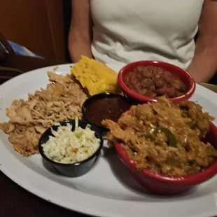 Smoked chicken with sides